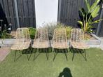 4x Riet/Rotan Tuinstoelen, Ophalen, Zo goed als nieuw, Metaal