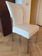 6 Crème Witte Leren Stoelen - Zelf Ophalen, Huis en Inrichting, Stoelen, Ophalen, Gebruikt, Wit, Leer