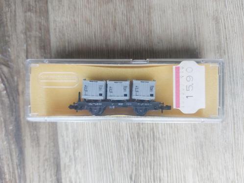Minitrix 3535 Goederenwagon DB met 3 Von Haus zu Haus bakken, Hobby en Vrije tijd, Modeltreinen | N-Spoor, Zo goed als nieuw, Wagon