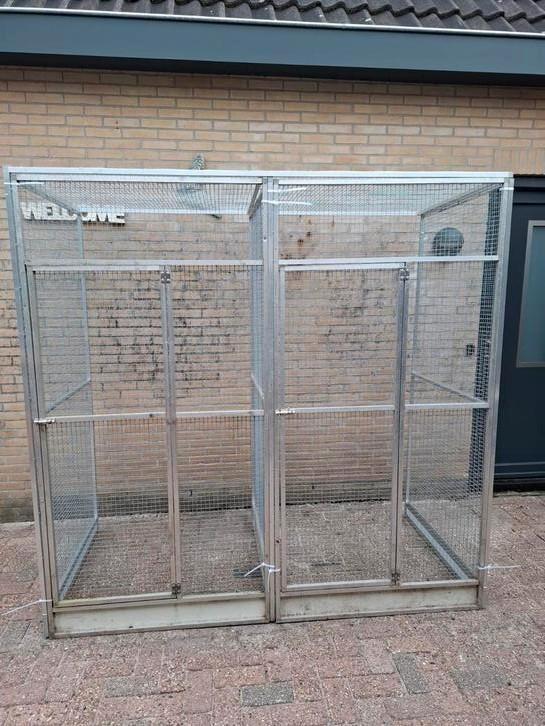 Dubbele aluminium voliere met morsrand, Dieren en Toebehoren, Vogels | Hokken en Kooien, Volière, Aluminium, Ophalen