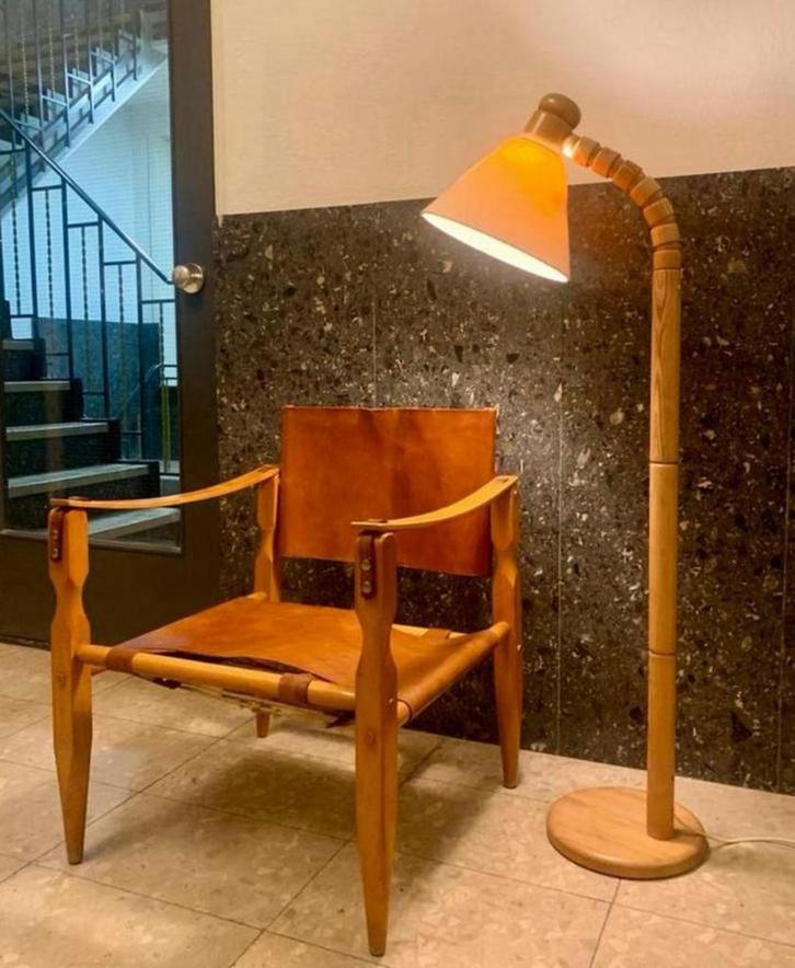Solbackens Svarveri vloerlamp – grenen  – Zweden, jaren ’70, Huis en Inrichting, Lampen | Vloerlampen, Zo goed als nieuw, Hout