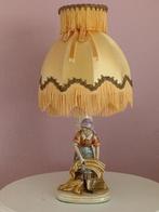 Vintage boerenmeisje lamp met stoffen kap, Ophalen of Verzenden, Gebruikt, Stof, Vintage