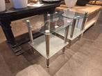 Set van 2 nachtkastjes met glazen plankjes, Ophalen, Minder dan 45 cm, Onbekend, Onbekend