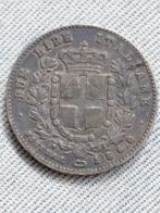 Italië 2 Lire 1860 Vittorio Emanuele III Firenze - Zilver, Verzenden, Italië, Losse munt, Zilver