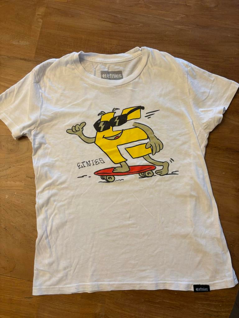 Etnies T-shirt met Skate Design - Wit, Ophalen of Verzenden, Zo goed als nieuw, Meisje, Shirt of Longsleeve