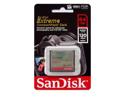 Sandisk Extreme Compactflash 64GB geheugenkaart, Audio, Tv en Foto, Fotografie | Geheugenkaarten, Nieuw, Compact Flash (CF), 64 GB
