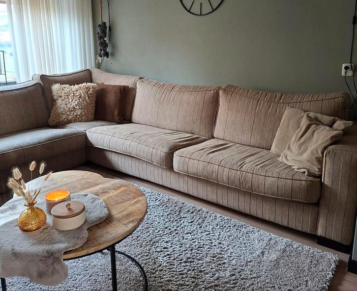 Gratis hoekbank taupe (15 euro cadeau), Huis en Inrichting, Banken | Complete zithoeken, Gebruikt, Ophalen