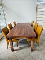 eetkamertafel en eetkamertafel stoelen, Huis en Inrichting, Tafels | Eettafels, Ophalen, Gebruikt, 100 tot 150 cm, 200 cm of meer