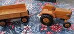 Houten tractor met wagenn, Kinderen en Baby's, Speelgoed | Buiten | Skelters, Overige merken, Gebruikt, Ophalen