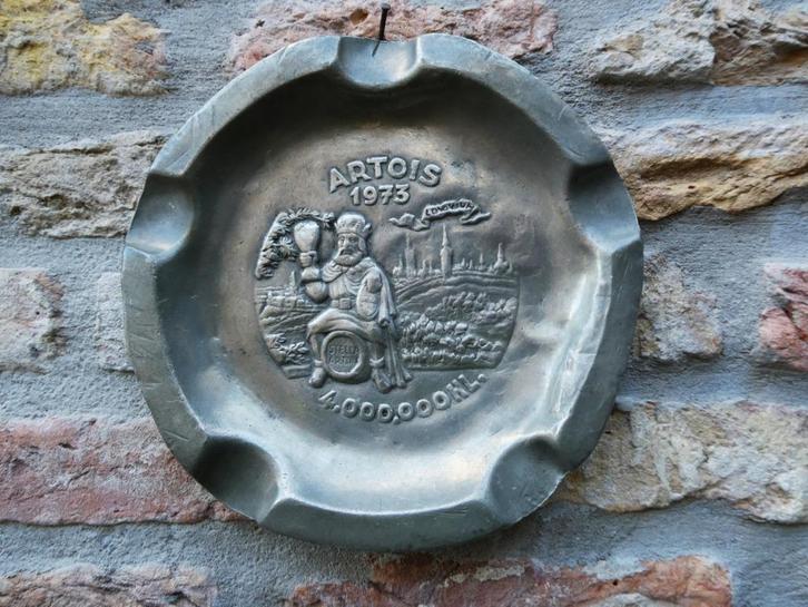 Tinnen asbak van Stella Artois, 4.000.000HL 1973, Antiek en Kunst, Antiek | Tin, Ophalen of Verzenden