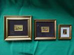 Drie schilderijtjes bladgoud met Certificaat., Ophalen of Verzenden