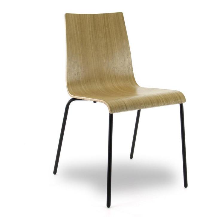 MN Kantinestoel Blank Eiken Zwart, Huis en Inrichting, Stoelen, Nieuw, Vijf, Zes of meer stoelen, Hout, Metaal, Zwart, Ophalen of Verzenden