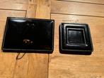 Zwart leren bureau set vintage, Diversen, Ophalen of Verzenden, Zo goed als nieuw