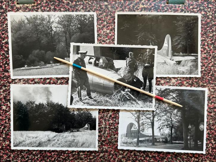 Ongepubliceerde fotos van gecraste B17 vliegtuig bij Deelen, Verzamelen, Militaria | Tweede Wereldoorlog, Luchtmacht, Foto of Poster