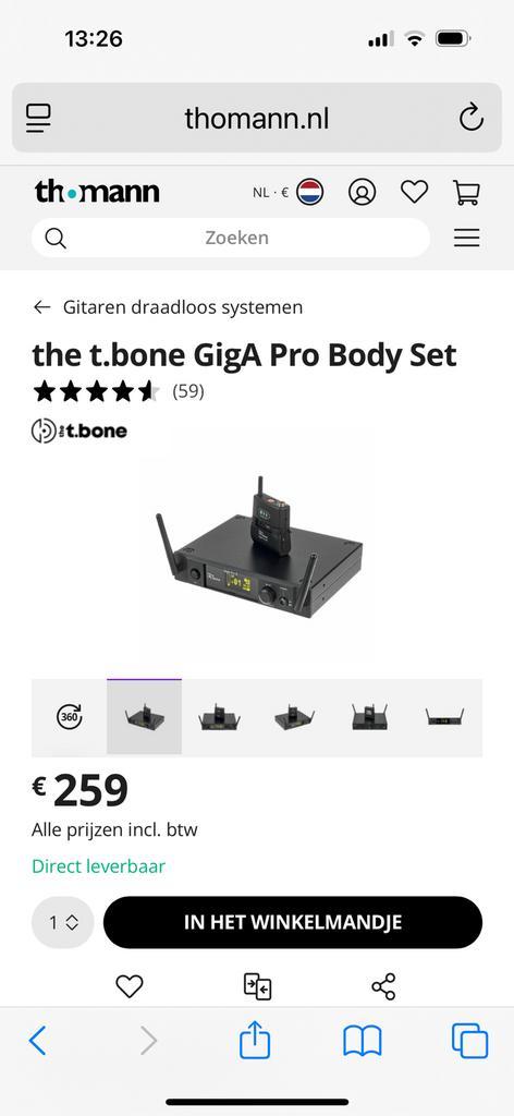 t.bone GigA Pro Body Set (wireless guitar), Muziek en Instrumenten, Effecten, Gebruikt, Ophalen of Verzenden