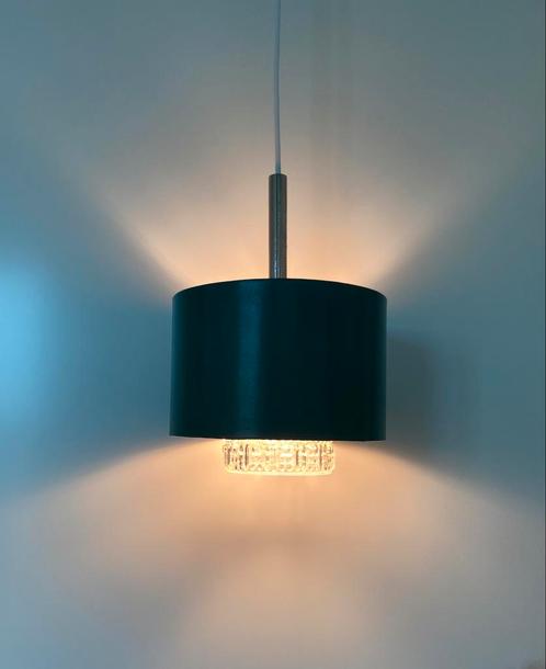 Vintage hanglamp glas met groene kap, Huis en Inrichting, Lampen | Hanglampen, Minder dan 50 cm, Glas, Ophalen of Verzenden