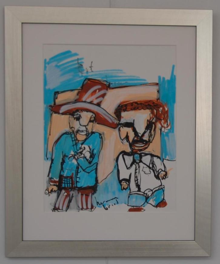 Herman Brood origineel twee mannen., Antiek en Kunst, Kunst | Schilderijen | Klassiek, Ophalen