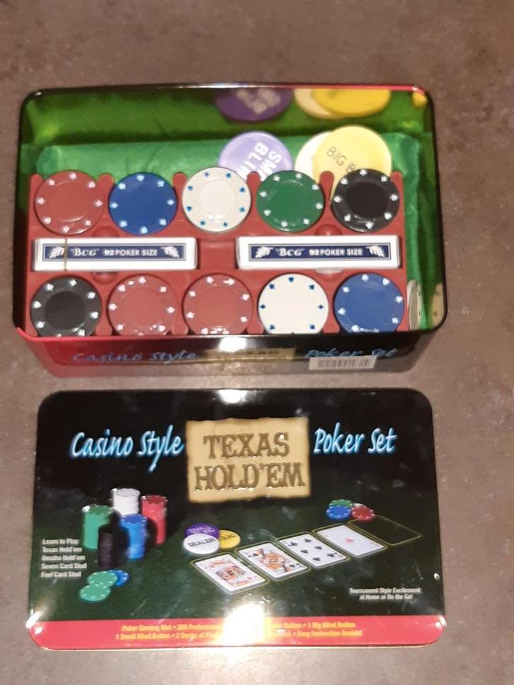 Texas hold em set in blik nieuw, Hobby en Vrije tijd, Gezelschapsspellen | Kaartspellen, Nieuw, Ophalen of Verzenden