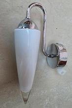 Vintage 80-er jaren Massive wandlampje, glas met chroom, Ophalen of Verzenden, Gebruikt, Glas