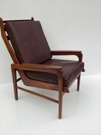 Vintage Fauteuil - Leer & Hout, Huis en Inrichting, Fauteuils, Ophalen, Gebruikt, X, 50 tot 75 cm