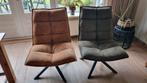 Twee Draaibare Salonstoeltjes - Cognac & Mosgroen, Twee, Overige kleuren, Ophalen of Verzenden, Zo goed als nieuw
