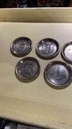 Oude munten vernikkelde onderzetters Frank Mark Gulden Lire, Huis en Inrichting, Ophalen of Verzenden, Zo goed als nieuw, Glas of Kopje