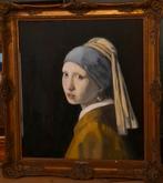 Meisje met de parel kopie olieverf op paneel, Ophalen of Verzenden