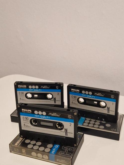 3x Philips C90 Cassettebandjes - geleegd, Cd's en Dvd's, Cassettebandjes, Gebruikt, Onbespeeld, Overige genres, 2 t/m 25 bandjes