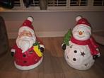 Grote theelicht houders sneeuwpop en kerstman, Diversen, Kerst, Ophalen, Zo goed als nieuw