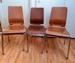 IKEA Gilbert stoelen 5 stuk vintage design bruin plywood, Vintage retro Scandinavisch design, Vijf, Zes of meer stoelen, Metaal