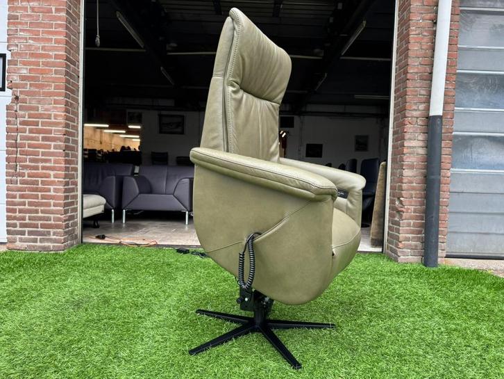 Sta-op stoel PROMINENT groen design fauteuil leer, Huis en Inrichting, Stoelen, Zo goed als nieuw, Eén, Hout, Leer, Metaal, Stof