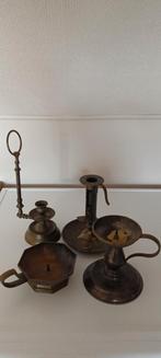 4 IJzeren Kandelaars - Kerstdecoratie, Antiek en Kunst, Ophalen