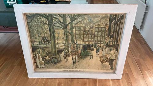 Schoolplaat stadsleven, Antiek en Kunst, Antiek | Schoolplaten, Geschiedenis, Ophalen of Verzenden
