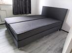 Boxspring grijs tweepersoons, Ophalen, Gebruikt, Tweepersoons, 140 cm