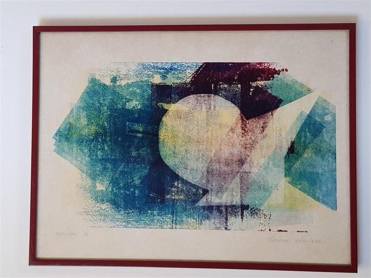 Caspar Denisse, abstracte kleurenlitho, gesigneerd, Antiek en Kunst, Kunst | Litho's en Zeefdrukken, Ophalen of Verzenden