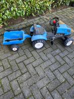 Traptrekker blauw met aanhanger, Kinderen en Baby's, Speelgoed | Buiten | Voertuigen en Loopfietsen, Ophalen, Gebruikt, Trapvoertuig