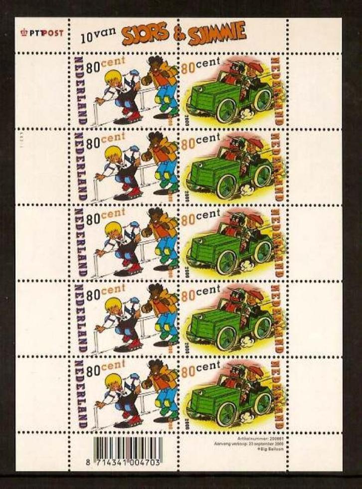 Nederland NVPH nr V1919/20 postfris Sjors en Sjimmie 2000, Postzegels en Munten, Postzegels | Nederland, Postfris, Na 1940, Verzenden