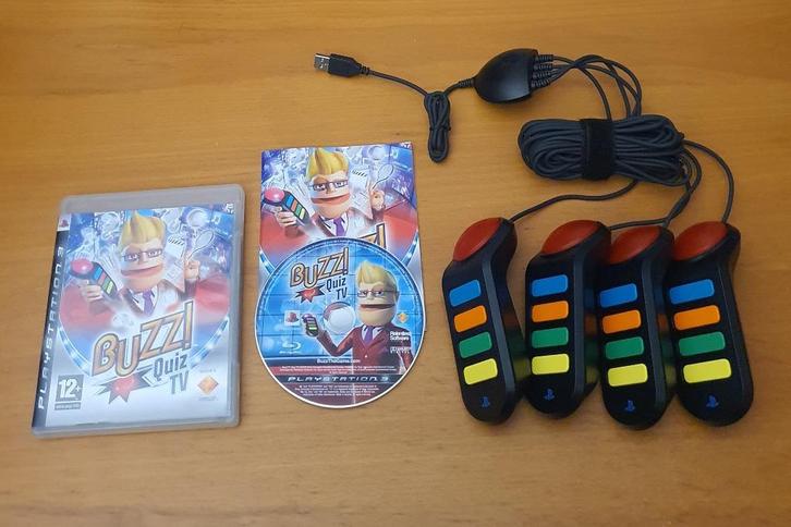 PS3 | Buzz Quiz TV + 4 Buzzers, Spelcomputers en Games, Games | Sony PlayStation 3, Gebruikt, Puzzel en Educatief, 3 spelers of meer