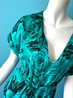 Vintage jaren 80 jumpsuit groen/rozen maat M, Kleding | Dames, Jumpsuits, Maat 38/40 (M), Verzenden, Vintage, Gedragen