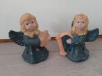 2 vintage beeldjes engel met harp en lier (windlicht), Ophalen, Gebruikt