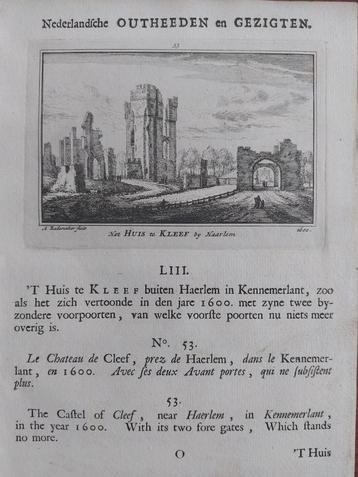 53 / Het Huis te Kleef by Haarlem ( 1ste druk uit 1732) beschikbaar voor biedingen