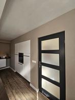 Tweedehands stompe en opdekdeur met melkglas 201,5x83 cm, Ophalen, Gebruikt, Binnendeur, Glas