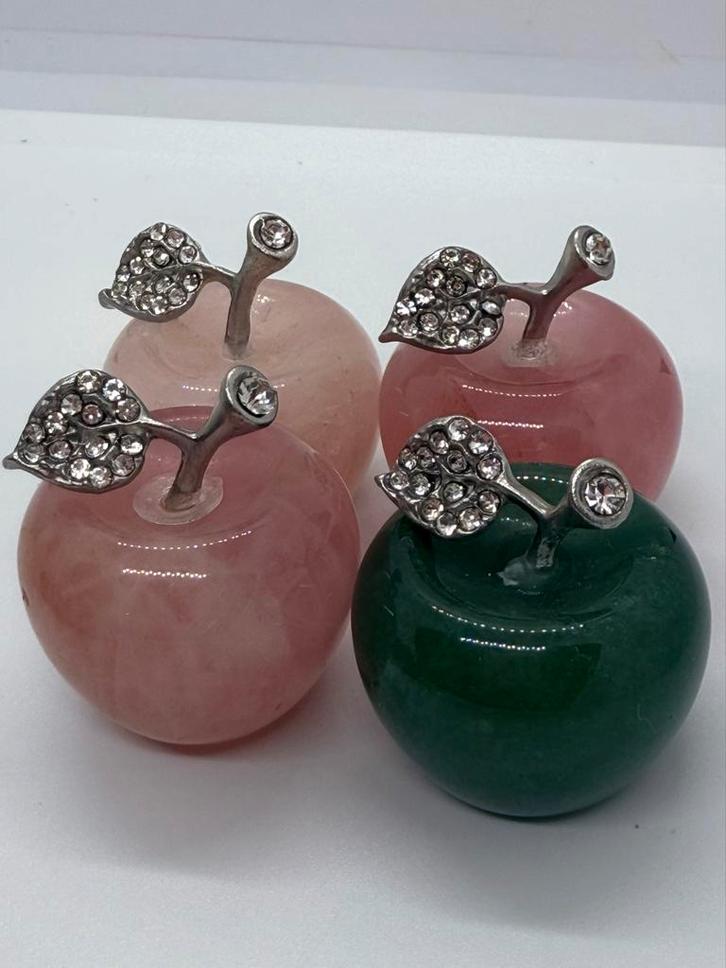 Exclusieve Edelsteen Appels - Rozenkwarts, Aventurijn, Ameth, Tuin en Terras, Tuinbeelden, Nieuw, Abstract beeld, Steen, Ophalen of Verzenden