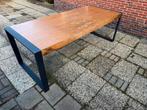 Houten eettafel met metalen frame - 220x90 cm, Ophalen, Gebruikt, 200 cm of meer, 50 tot 100 cm