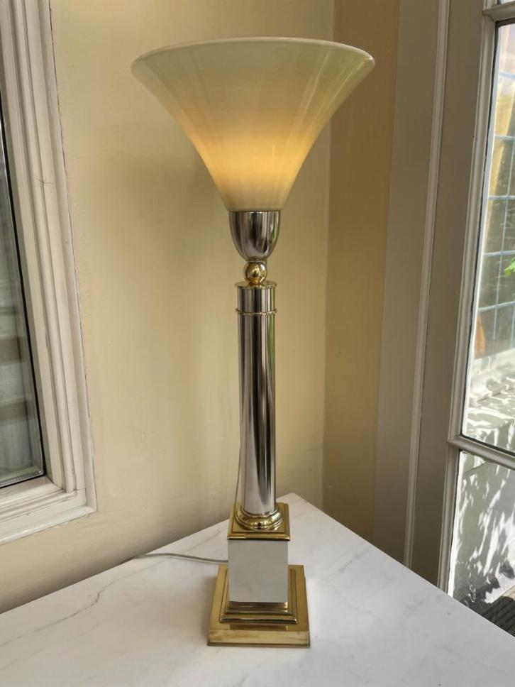 Tafellamp Uplight Schemerlamp Maison Jansen 1970 F, Antiek en Kunst, Antiek | Lampen, Ophalen of Verzenden