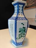 Chinese vaas blauw wit kalligrafie porselein, Antiek en Kunst, Antiek | Vazen, Ophalen of Verzenden