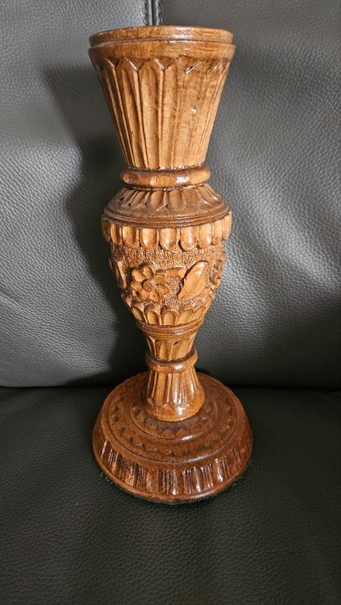Unieke houten  kandelaar, Antiek en Kunst, Antiek | Vazen, Ophalen of Verzenden