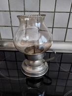 Tinnen lantaarn met glazen kap, Huis en Inrichting, Lampen | Tafellampen, Vintage, Ophalen of Verzenden, Zo goed als nieuw, Glas