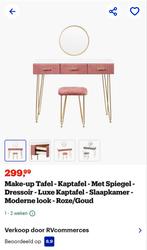 Luxe vintage roze kaptafel met kruk, Huis en Inrichting, Ophalen, Zo goed als nieuw, Hout, Minder dan 100 cm