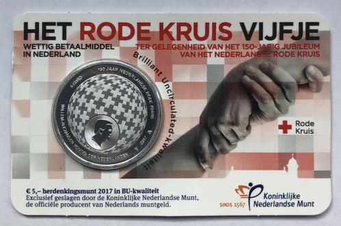 2017 COINCARD 5 EURO RODE KRUIS *BU*, Postzegels en Munten, Munten | Nederland, Losse munt, Euro's, Zilver, Ophalen of Verzenden